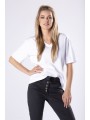 bawełniany t-shirt z dekoltem w serek -  omnimoda